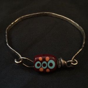 Fused glass and hammered silver/simple hook clasp